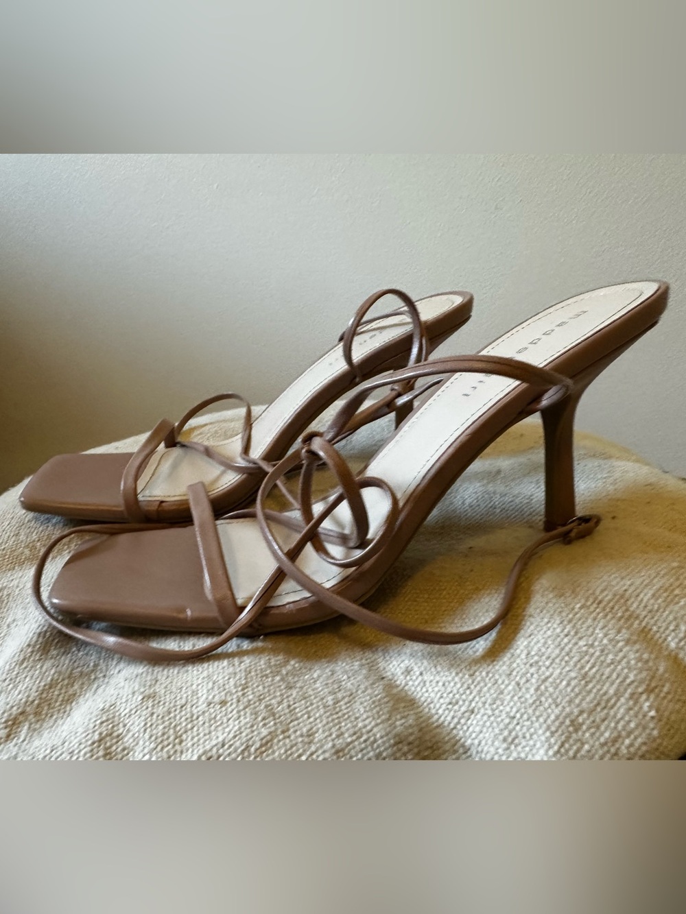 Madden Girl Strappy Heeled Sandals square toe Nude 9.5 NWOT